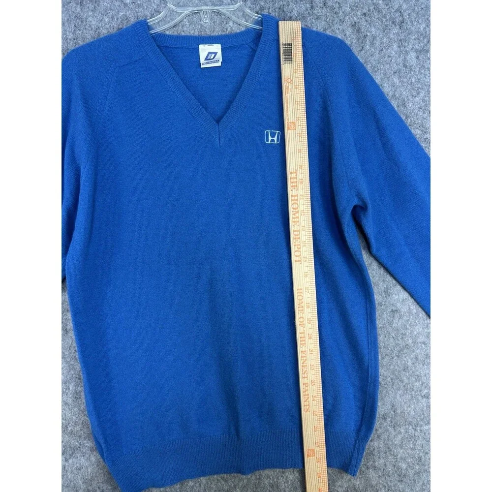 Vtg Honda Blue V-Neck Wool Long Sleeve Men’s Sweater XL
